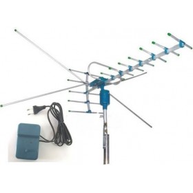 Rotating S-002 Εξωτερική Κεραία Τηλεόρασης (απαιτεί τροφοδοσία) σε Ασημί Χρώμα Σύνδεση με Ομοαξονικό (Coaxial) Καλώδιο