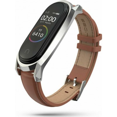 Tech-Protect Herms Λουράκι Δερμάτινο Καφέ (Mi Smart Band 5/Mi Smart Band 6)