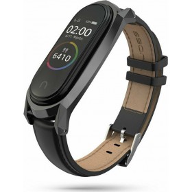 Tech-Protect Herms Λουράκι Δερμάτινο Μαύρο (Mi Smart Band 5/Mi Smart Band 6)
