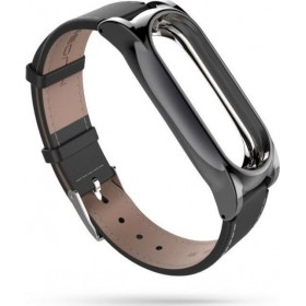 Tech-Protect Herms Λουράκι Δερμάτινο Μαύρο (Mi Band 3/Mi Smart Band 4)