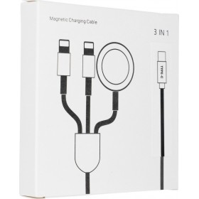 Cable USB-C 3 in 1 Lightning 8-pin + USB-C + Apple Watch Λευκό (Apple Watch)