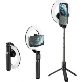 Hoco Ring Light LV03 Showfull 16cm 3000K με Επιτραπέζιο Τρίποδο και Βάση για ΚινητόΚωδικός: 30847 