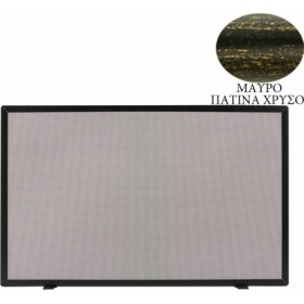 Zogometal 601 Μεταλλικό Προστατευτικό Τζακιού 80x50cm Μαύρο Πατίνα Χρυσό