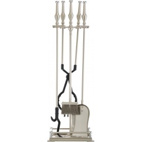 Zogometal 1630-B05 Σετ Εργαλείων Τζακιού με Κρεμανταλά Νίκελ Ματ/Χρώμιο