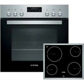 Pitsos PE10M40X1 + BRE645G06 Φούρνος κάτω Πάγκου 66lt με Κεραμικές Εστίες Π59.4εκ. Inox