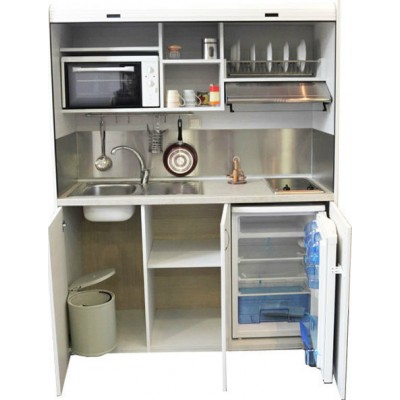 Silver ΚΣ160 Πολυκουζινάκι με Αριστερή Γούρνα 160x65x209cm Καρυδί