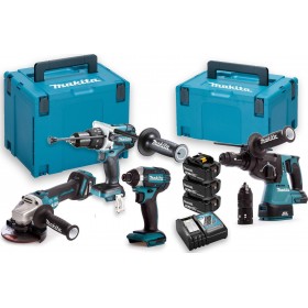 Makita DLX4104TJ1 Σετ Γωνιακός Τροχός &amp Κρουστικό Δραπανοκατσάβιδο &amp Παλμικό Κατσαβίδι &amp Πιστολέτο 18V με 3 Μπαταρίες 5