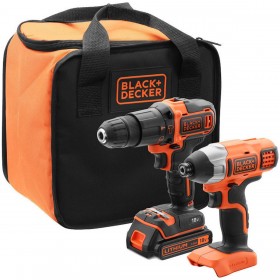 Black & Decker BCK21S1S Σετ Κρουστικό Δραπανοκατσάβιδο & Παλμικό Κατσαβίδι 18V με 1 Μπαταρία 1.5Ah και Θήκη Black & Decker BCK21S1S Σετ Κρουστικό Δραπανοκατσάβιδο & Παλμικό Κατσαβίδι 18V με 1 Μπαταρία 1.5Ah και Θήκη
