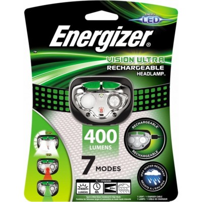 Energizer Επαναφορτιζόμενος Φακός Κεφαλής LED Αδιάβροχος IPX4 με Μέγιστη Φωτεινότητα 400lm Vision Ultra RechargableΚωδικός: 7638