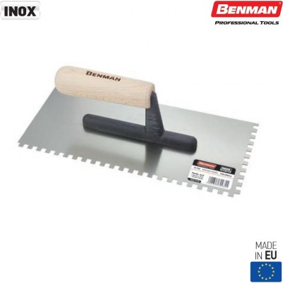 Benman 70935 Σπάτουλα Πλακιδίων Οδοντωτή με Inox Λάμα 280x130mm και Ξύλινη Λαβή