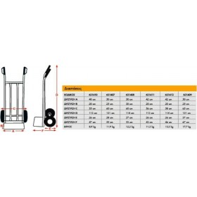 Express Καρότσι Μεταφοράς HT2502T για Φορτίο Βάρους έως 250kg σε Κίτρινο Χρώμα