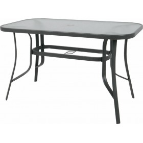Τραπέζι Εξωτερικού Χώρου Μεταλλικό με Γυάλινη Επιφάνεια Rio Γκρι 120x70x71εκ.Κωδικός: Ε2503 