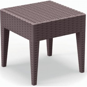 Βοηθητικό Τραπέζι Εξωτερικού Χώρου Rattan Miami Καφέ 45x45x45εκ.Κωδικός: 53-0036 