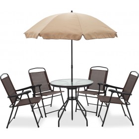 Σετ Τραπεζαρίας Εξωτερικού Χώρου Kamelia Μαύρο / Μπεζ / Καφέ 6τμχΚωδικός: 134-000001 