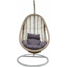 Κούνια Φωλιά με Βάση Madrid Rattan Μπεζ / Γκρι Μ105xΠ105xΥ196cm