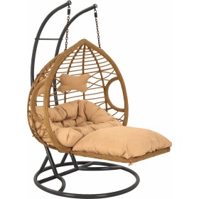 Κούνια Φωλιά με Βάση Rattan Γκρι - Μπεζ Αντοχής έως 230kg Μ120xΠ120xΥ200cm