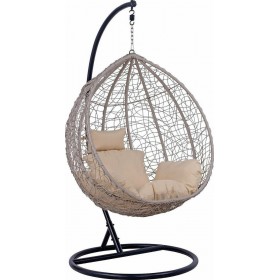 Κούνια Φωλιά με Βάση Deva Rattan Γκρι Αντοχής έως 130kg Μ105xΠ105xΥ195cm