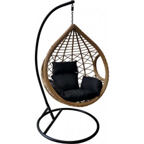 Κούνια Φωλιά με Βάση Madrid Rattan Φυσικό Αντοχής έως 230kg Μ105xΠ105xΥ197cm