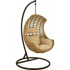 Κούνια Φωλιά με Βάση Millie Rattan Καφέ / Μπεζ Αντοχής έως 130kg Μ105xΠ105xΥ195cm