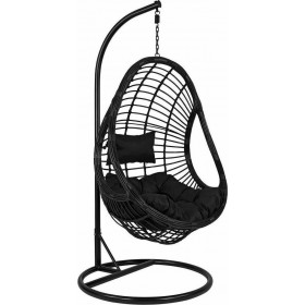 Κούνια Φωλιά με Βάση Callie Rattan Μαύρη Αντοχής έως 130kg Μ95xΠ95xΥ195cm