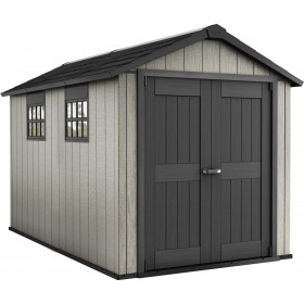Πλαστική Αποθήκη Κήπου Oakland Γκρι με Διπλή Πόρτα Μ2.29xΠ3.5xΥ2.42m
