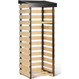 Ξύλινη Αποθήκη Κήπου Φυσικό - Μαύρο Ανοιχτού Τύπου Μ0.6xΠ0.53xΥ1.5m