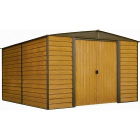 Μεταλλική Γαλβανιζέ Αποθήκη Κήπου Woodridge Καφέ με Διπλή Πόρτα Μ3.13xΠ2.42xΥ2.09m