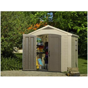 Πλαστική Αποθήκη Κήπου Factor Καφέ / Taupe με Διπλή Πόρτα &amp Αεραγωγό Μ2.56xΠ3.31xΥ2.43m