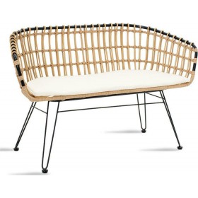 Naoki Διθέσιος Καναπές Εξωτερικού Χώρου Rattan με Μαξιλάρια Μαύρα 120x55x79cm Naoki Διθέσιος Καναπές Εξωτερικού Χώρου Rattan με Μαξιλάρια Μαύρα 120x55x79cm