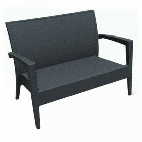 Miami Διθέσιος Καναπές Εξωτερικού Χώρου Rattan με Μαξιλάρια Γκρι 128x77x89cm Miami Διθέσιος Καναπές Εξωτερικού Χώρου Rattan με Μαξιλάρια Γκρι 128x77x89cm