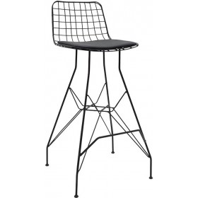 Μεταλλικό Σκαμπό Μπαρ Εξωτερικού Χώρου Sakai με Μαξιλάρι Μαύρο 45x52x98εκ.Κωδικός: 171-000022 