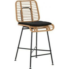 Μεταλλικό Σκαμπό Μπαρ Εξωτερικού Χώρου με Μαξιλάρι Μπεζ 46x46.5x96εκ.Κωδικός: HM5709 