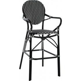 Σκαμπό Μπαρ Εξωτερικού Χώρου Rattan Bamboo Look Μαύρο - Λευκό 56x60x126εκ.Κωδικός: HM5794.02 