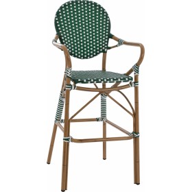 Σκαμπό Μπαρ Εξωτερικού Χώρου Rattan Bamboo Look Πράσινο - Λευκό 56x60x126εκ.Κωδικός: HM5794.01 