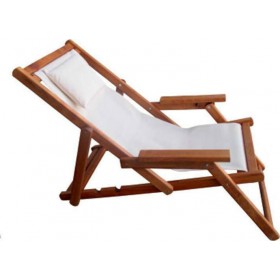 Σεζλόνγκ 5169 G Ξύλινη με Μπράτσα & Εκρού Ύφασμα 148x60x90cm Σεζλόνγκ 5169 G Ξύλινη με Μπράτσα & Εκρού Ύφασμα 148x60x90cm