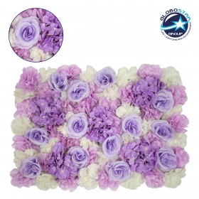 GloboStar Συνθετικό Πάνελ Φυλλωσιάς Τριαντάφυλλο - Ορτανσία - Βιολέτα 60x40cmΚωδικός: 78305 
