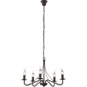 Trio Lighting Country Πολυέλαιος 5xE14 Ø55cm με Κεράκια Μαύρος R1198-24