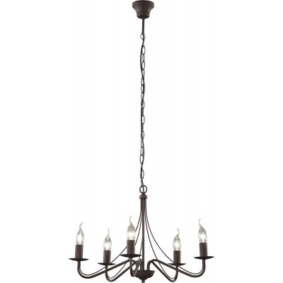 Trio Lighting Country Πολυέλαιος 5xE14 Ø55cm με Κεράκια Μαύρος R1198-24