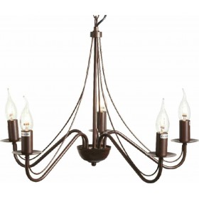 Aca Πολυέλαιος 5xE14 Ø52cm με Κεράκια Καφέ DLA0015
