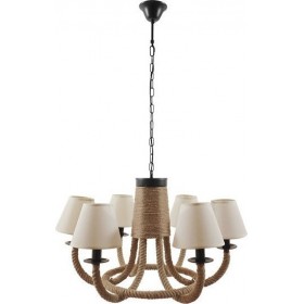 GloboStar Clementine Πολυέλαιος 6xE14 Ø65cm με Σχοινί Μπεζ 01020