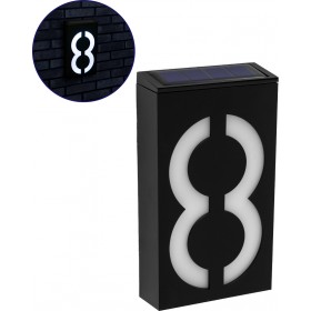 GloboStar Αριθμός 8 Ηλιακό Φωτιστικό Επιτοίχιας Τοποθέτησης IP55 με Αισθητήρα Φωτός και Ψυχρό Λευκό Φως 1W 100lm σε Μαύρο Χρώμα  GloboStar Αριθμός 8 Ηλιακό Φωτιστικό Επιτοίχιας Τοποθέτησης IP55 με Αισθητήρα Φωτός και Ψυχρό Λευκό Φως 1W 100lm σε Μαύρο Χρώμα