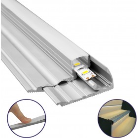 GloboStar Προφίλ Αλουμινίου για Σκαλοπάτια με Λευκό Οπάλ Κάλυμμα για 1 Σειρά Ταινίας LED 70823-1M GloboStar Προφίλ Αλουμινίου για Σκαλοπάτια με Λευκό Οπάλ Κάλυμμα για 1 Σειρά Ταινίας LED 70823-1M