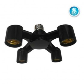GloboStar 78978 Αντάπτορας από 1xE27 Ντουί σε 4xE27 Μαύρο GloboStar 78978 Αντάπτορας από 1xE27 Ντουί σε 4xE27 Μαύρο