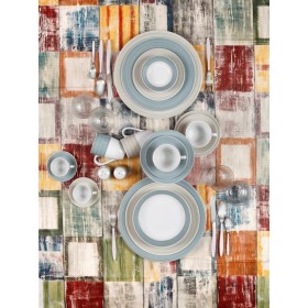 Cryspo Trio Pinelies Σερβίτσιο Πιάτων από Πορσελάνη Petrol 20τμχ