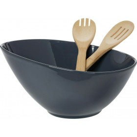 Cryspo Trio Bamboo Σαλατιέρα με Κουτάλες από Πορσελάνη Iron Grey 31x15.5x15.5cm 3τμχ Cryspo Trio Bamboo Σαλατιέρα με Κουτάλες από Πορσελάνη Iron Grey 31x15.5x15.5cm 3τμχ