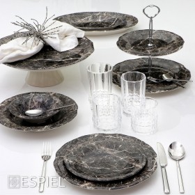 Espiel Marble Πιατέλα Σερβιρίσματος Οβάλ από Πορσελάνη Μαύρη 22x14cmΚωδικός: RPM208 