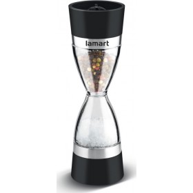Lamart Χειροκίνητος Μύλος Μπαχαρικών 2 Θέσεων Πλαστικός σε Μαύρο Χρώμα 19cmΚωδικός: 7045 