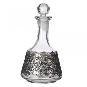 Inart Καράφα Σερβιρίσματος Λικέρ Γυάλινη με Πώμα σε Ασημί Χρώμα Inart Καράφα Σερβιρίσματος Λικέρ Γυάλινη με Πώμα σε Ασημί Χρώμα
