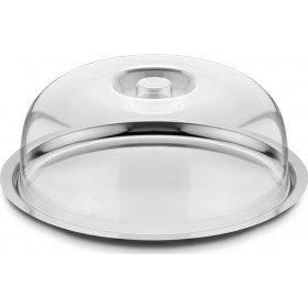 SuperCasa Τουρτιέρα Ανοξείδωτη με Καπάκι Ασημί 32x32cm SuperCasa Τουρτιέρα Ανοξείδωτη με Καπάκι Ασημί 32x32cm