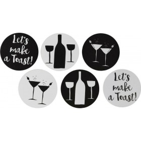 Dutch Rose Σουβέρ Στρογγυλό Μεταλλικό Λευκό - Μαύρο 6τμχΚωδικός: 178121 